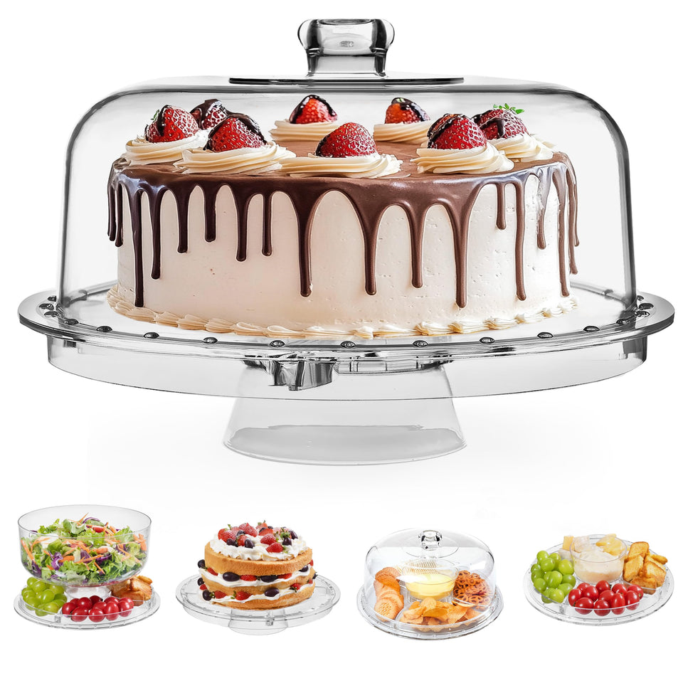 HBlife cake stand with acrylic dome showcases desserts clearly for events