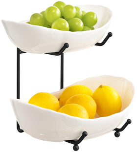 HBlife 3-tier ceramic fruit stand unboxed and ready to use on the counter