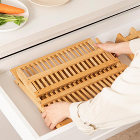 HBlife collapsible rack adds natural bamboo style to your kitchen.