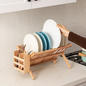 HBlife bamboo rack open-closed dimensions for compact kitchen storage