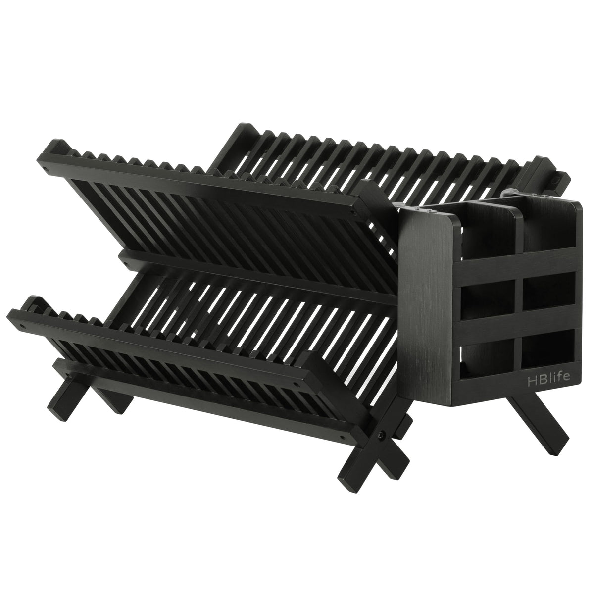 HBlife bamboo dish rack folds for easy storage after drying