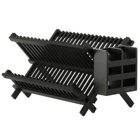 HBlife bamboo dish rack folds for easy storage after drying