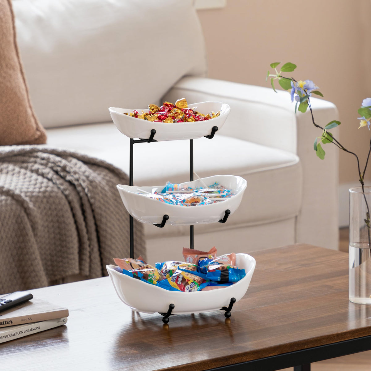 HBlife ceramic rack adapts as a dessert tray for gatherings and parties.