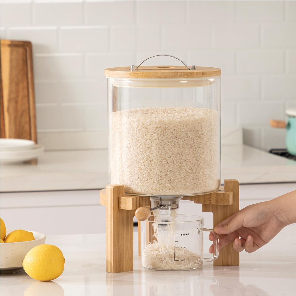 HBlife glass container ideal for flour and cereals with clear visibility.