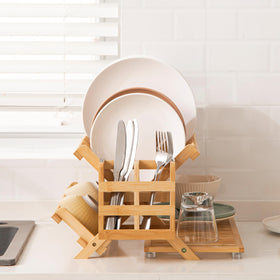 HBlife bamboo rack safely drains water via bottom holes after washing.
