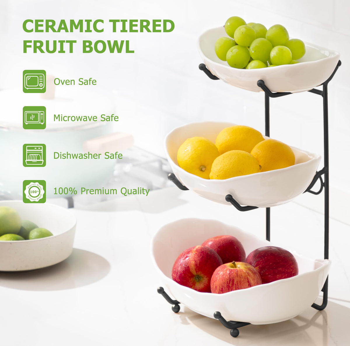 HBlife 3-tier stand features non-slip silicone feet for wobble-free serving.