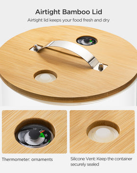 HBlife wooden stand supporting the glass container for stable pantry display.
