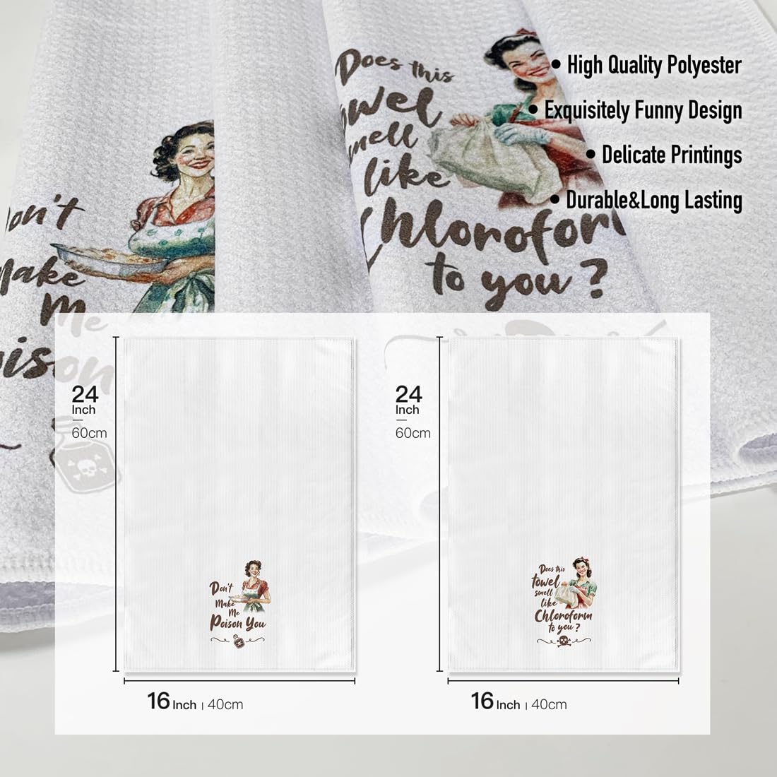 Hcaredee towels in bright print gently dry dishes without scratching glassware.