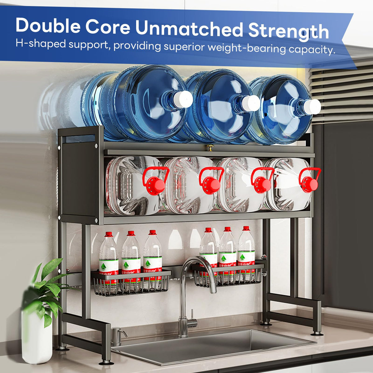 Hdrriozu space-saving rack fits over the sink, freeing counter space.