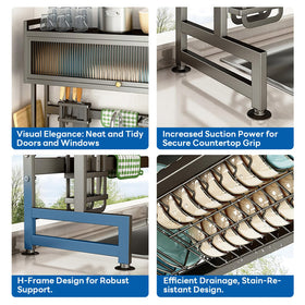 Hdrriozu sturdy dish drying rack with rust-resistant coating supports heavy loads.