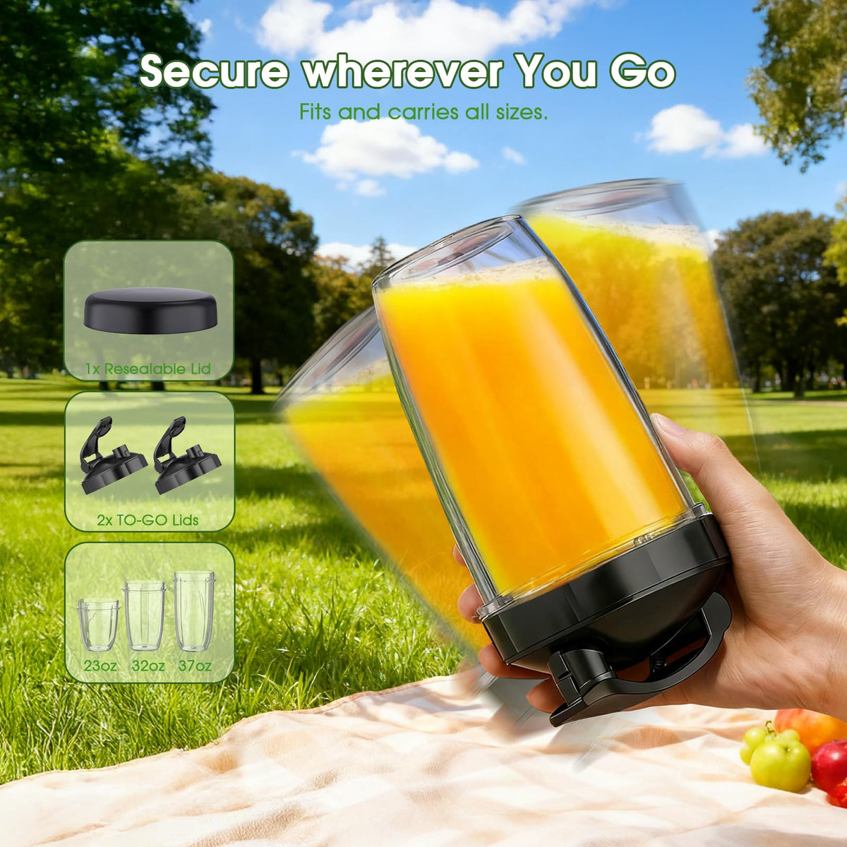H-Duka 37 oz cup in use, ideal for family servings and bulk smoothies.