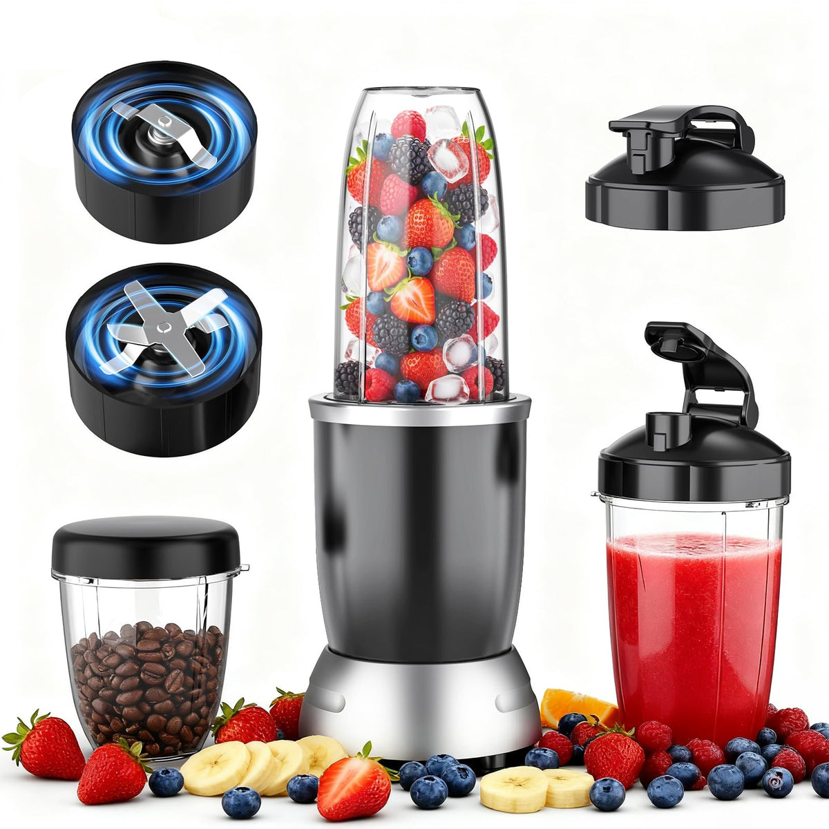 H-Duka Smoothie Blender front view shows compact design for kitchen convenience and power.