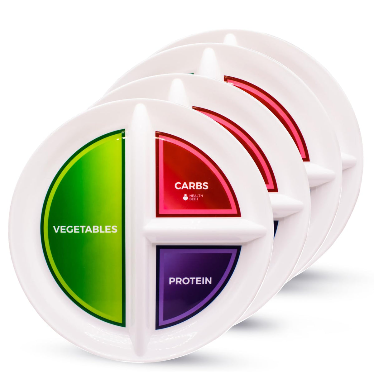 Health Beet 3-section top-view plate for easy portion control during meals.