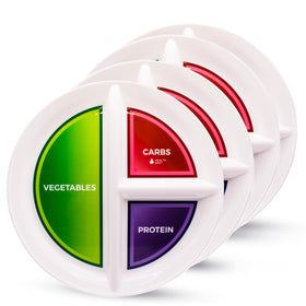Health Beet 3-section top-view plate for easy portion control during meals.