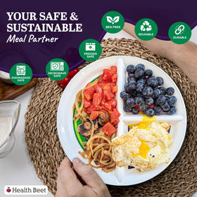 Health Beet kid-friendly design helps families teach healthy portions at mealtimes.