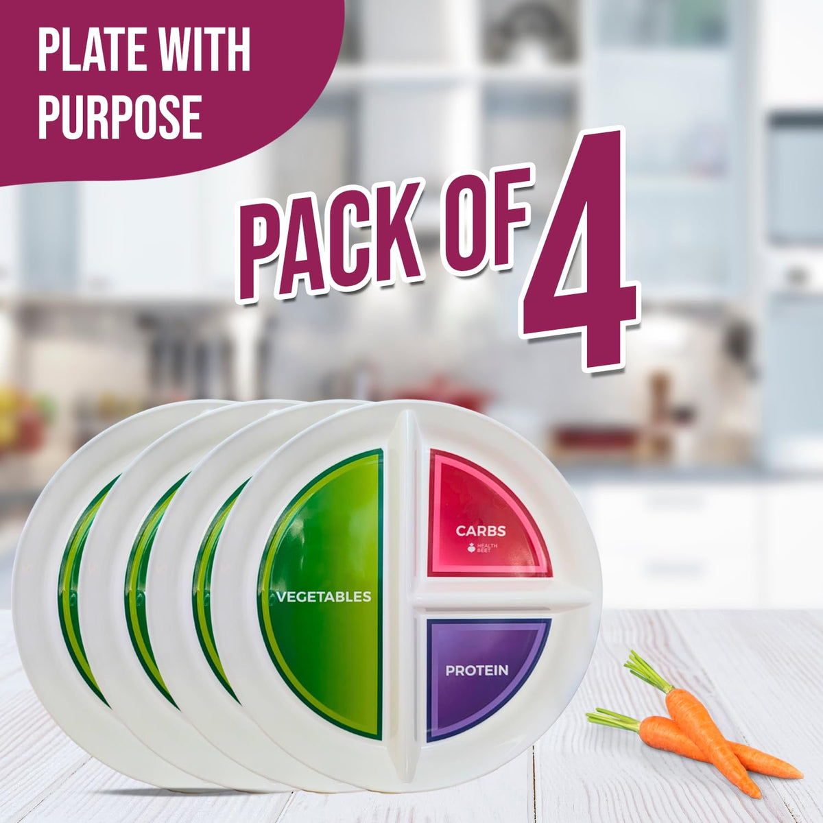 Health Beet microwave-safe plate ready for quick reheats without transferring food.
