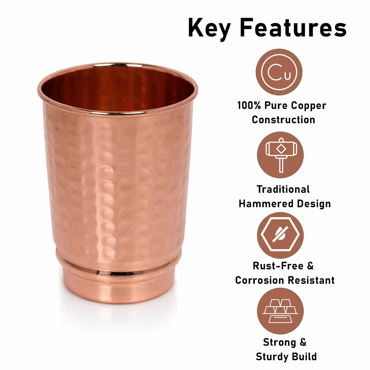 HEALTHANDWEALTH 350ml capacity copper tumbler for regular hydration.