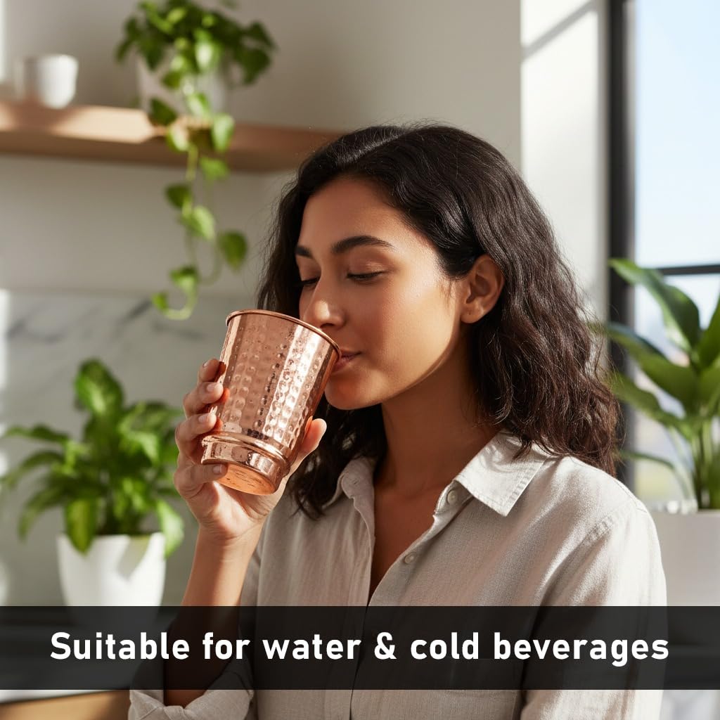 HEALTHANDWEALTH lacquer-free copper tumbler, uncoated surface for authentic copper experience.