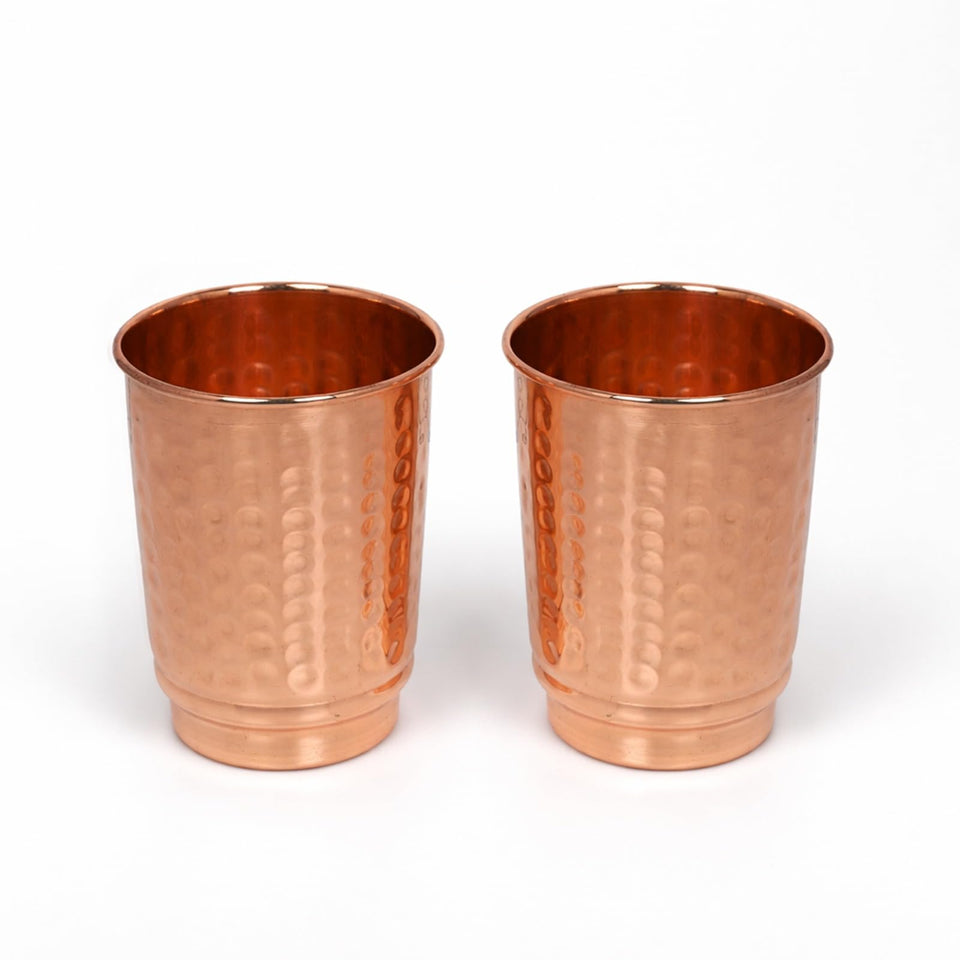 HEALTHANDWEALTH pure copper hammered cup, 350ml, ideal for on-the-go hydration.