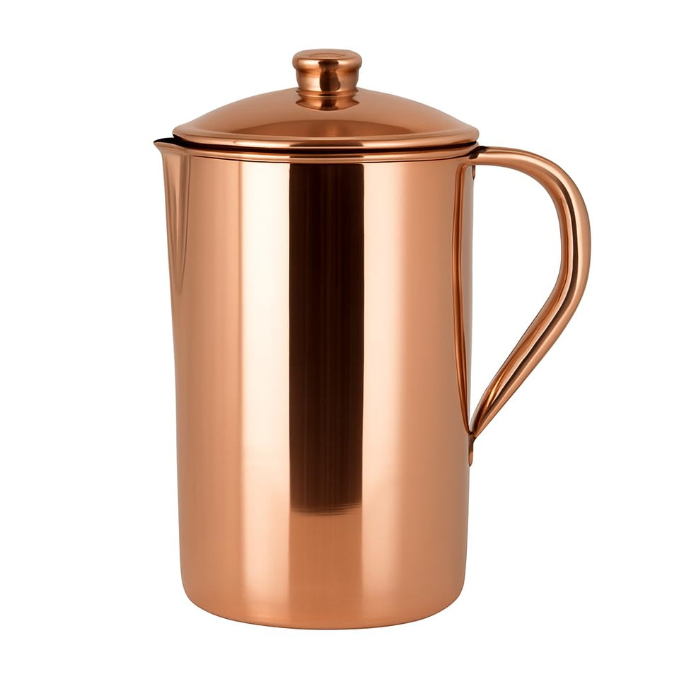 Healthandwealth pure copper pitcher 1.5L with hammered finish for daily hydration