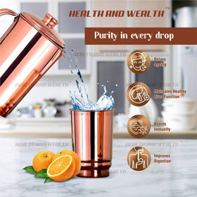 HEALTHANDWEALTH Pure copper tumblers close-up shows polished finish and craftsmanship.