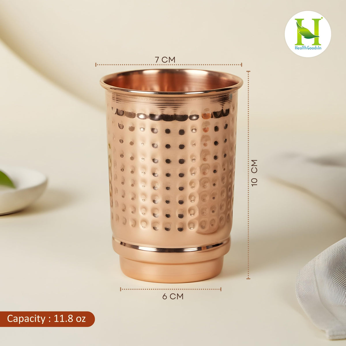 HealthGoodsIn 11.83-oz copper cups ideal for home, office, or yoga