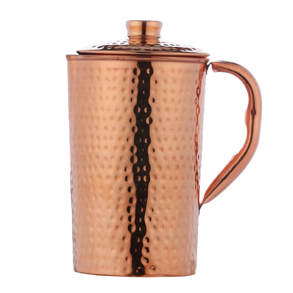 HealthGoodsIn copper pitcher with lid for clean, refreshing drinking water at home.