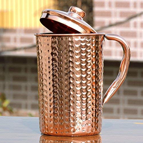 HealthGoodsIn copper pitcher serving water at home, office, or yoga.