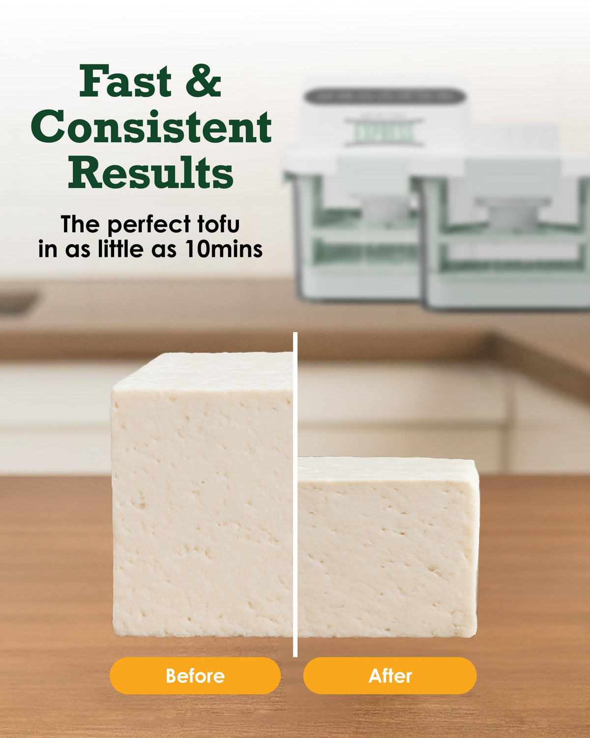 Healthy Express Tofu Press compact-storage fits in cabinets neatly