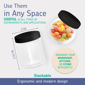 Healthy Packers clear plastic jar 24-pack showcases contents at a glance for easy organization.