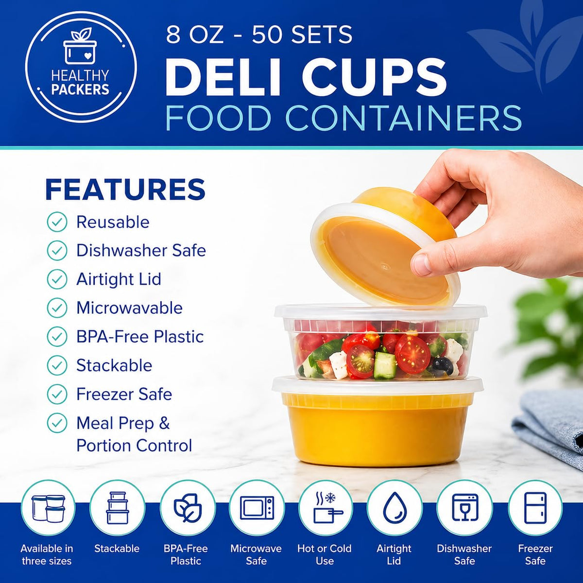 Healthy Packers leakproof deli containers with airtight lids for sauces and soups