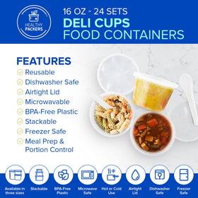 Healthy Packers heavy-gauge polypropylene deli containers show robust build and long-lasting use.