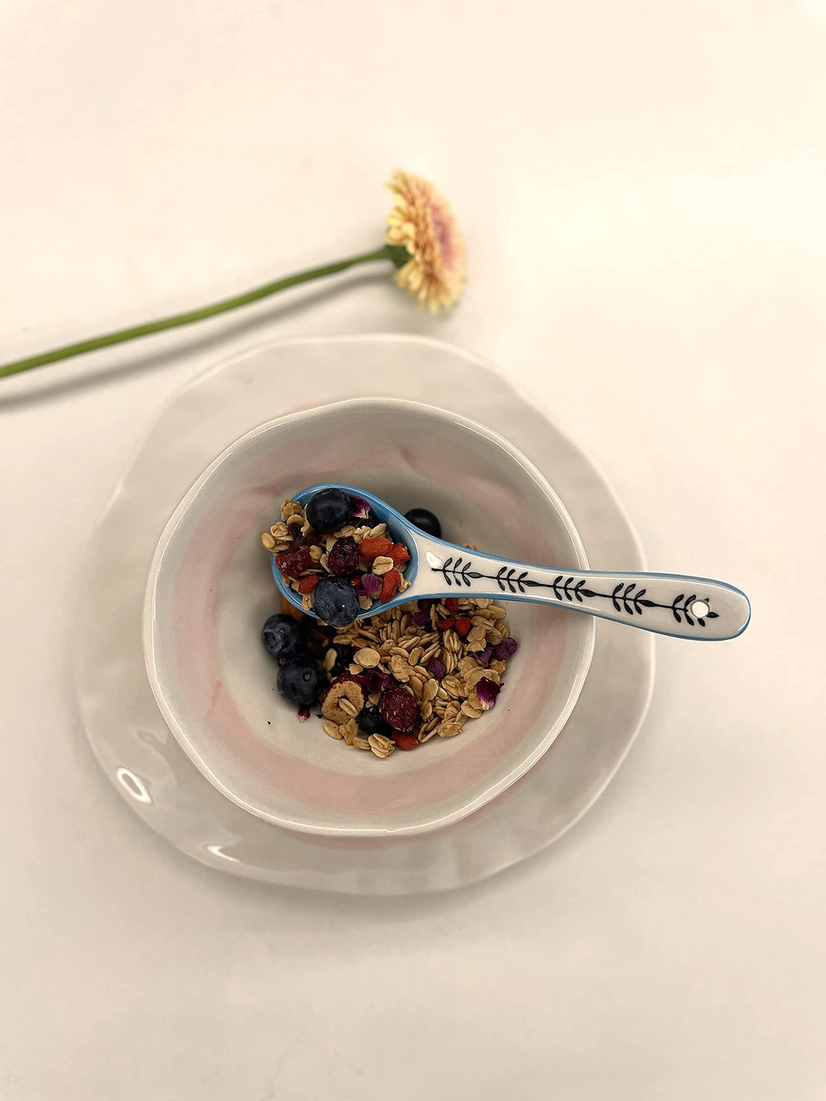 Heart & Home ceramic spoons suitable for dips and appetizers.