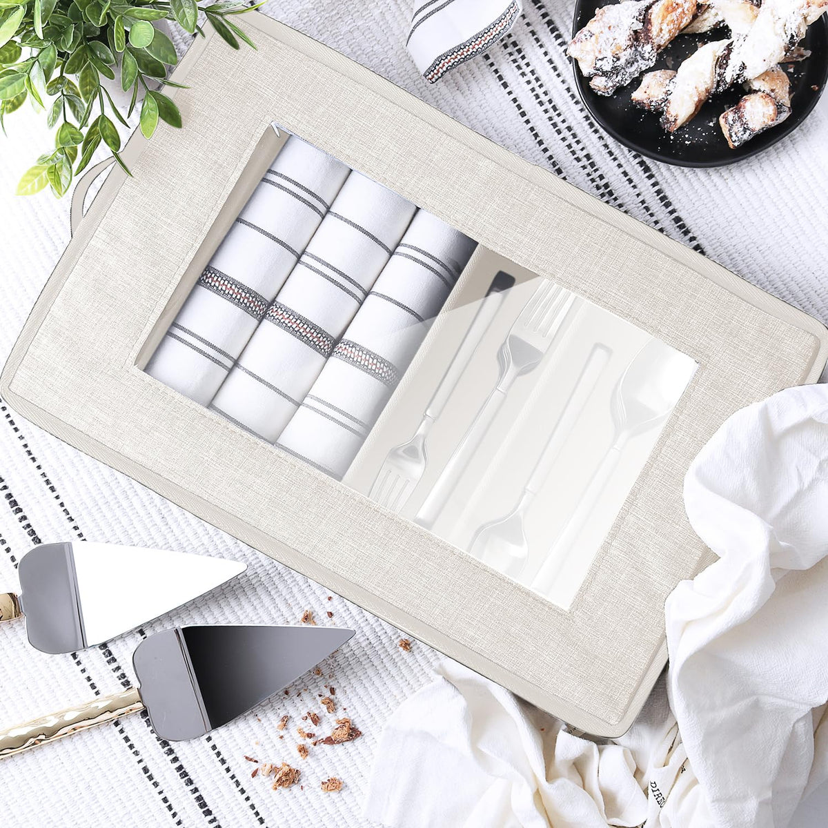 Hearth & Harbor cream case clear window for quick content visibility