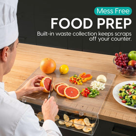 HearthCollections acrylic board with non-slip base provides stable chopping surface