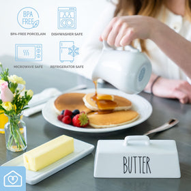 Heartland Home butter dish shown in gift box ready for gifting.