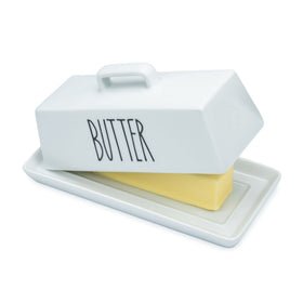 Heartland Home butter dish with lid and handle for easy lifting.
