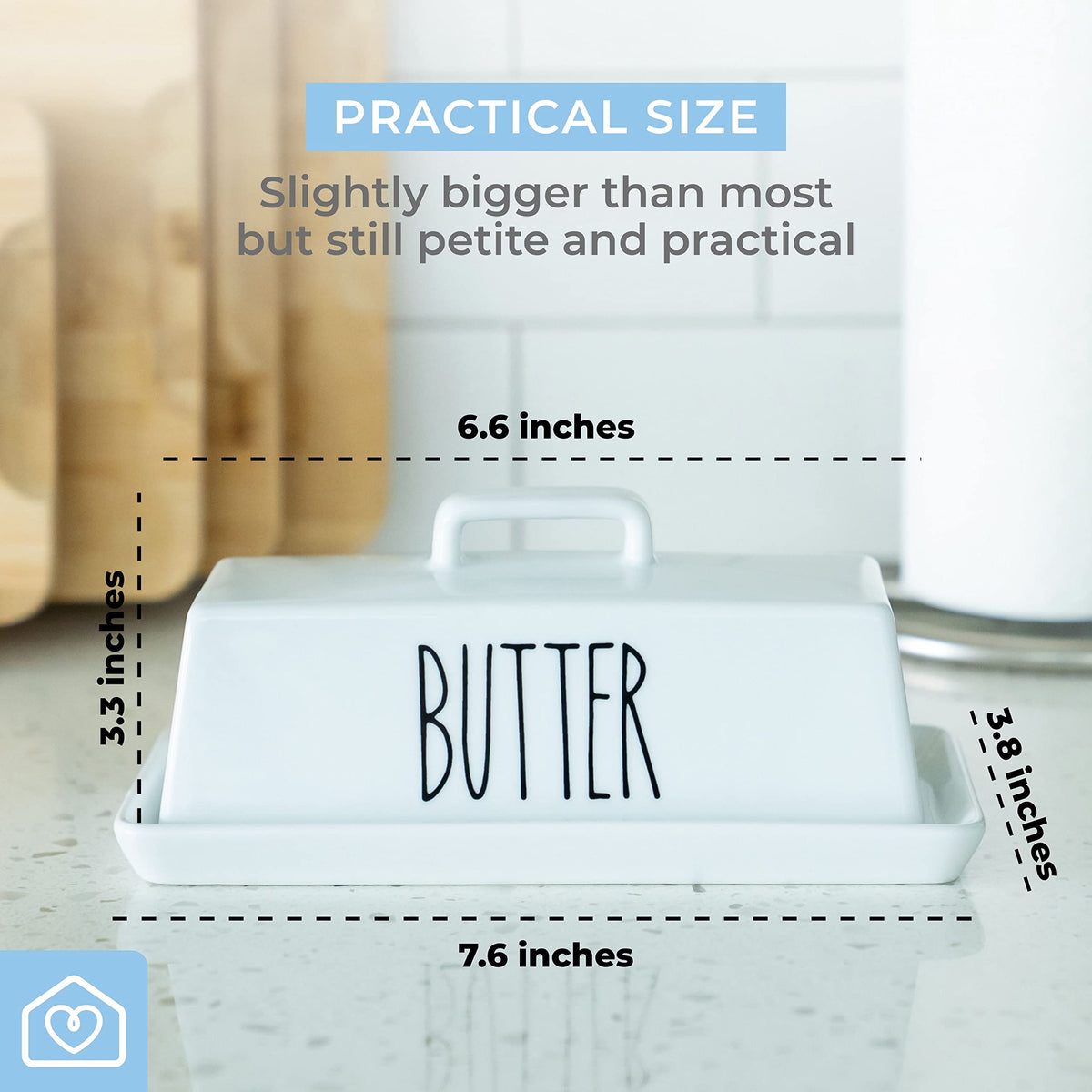 Heartland Home porcelain butter holder offers classic kitchen style.