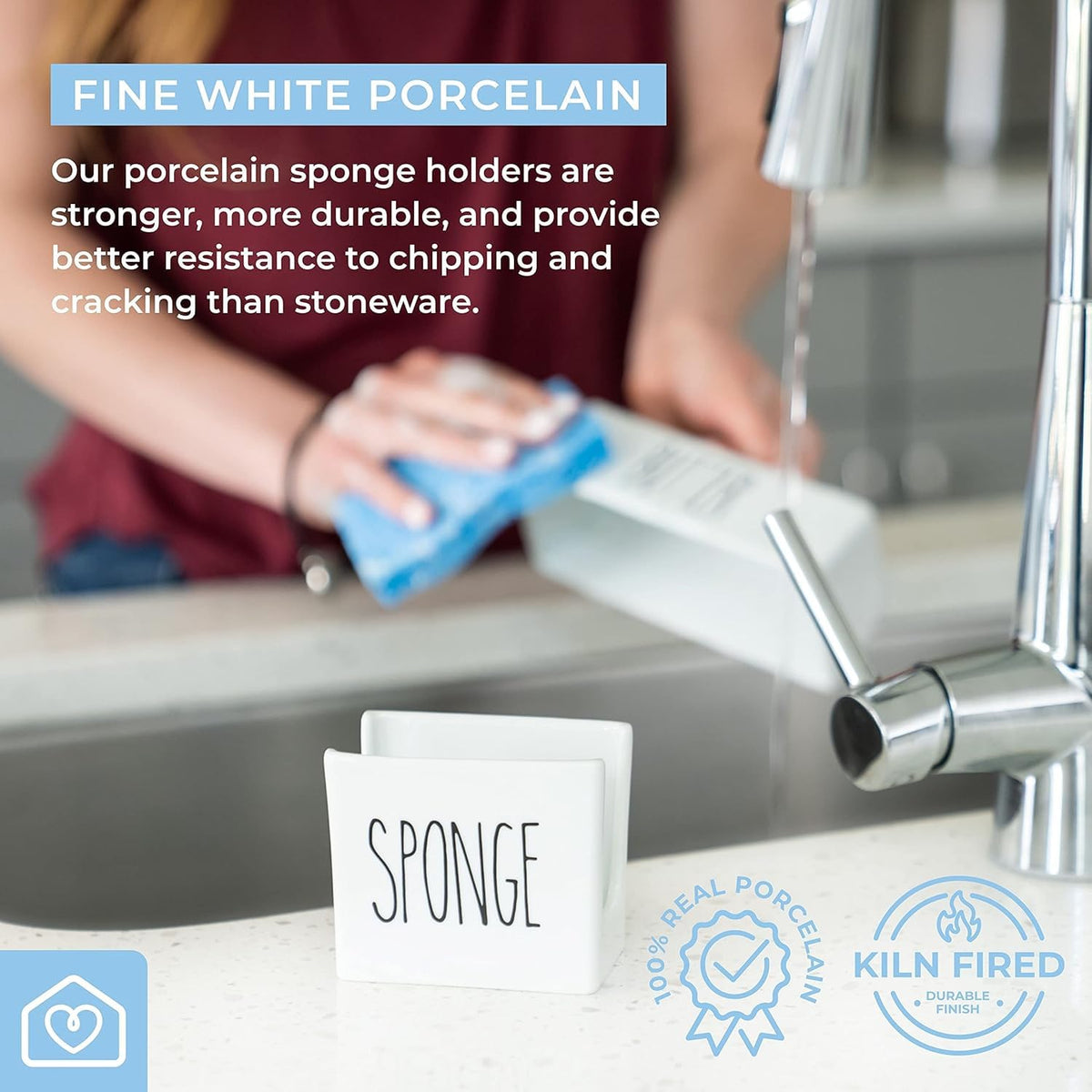 Heartland Home non-slip base keeps the holder steady on counters or sinks.