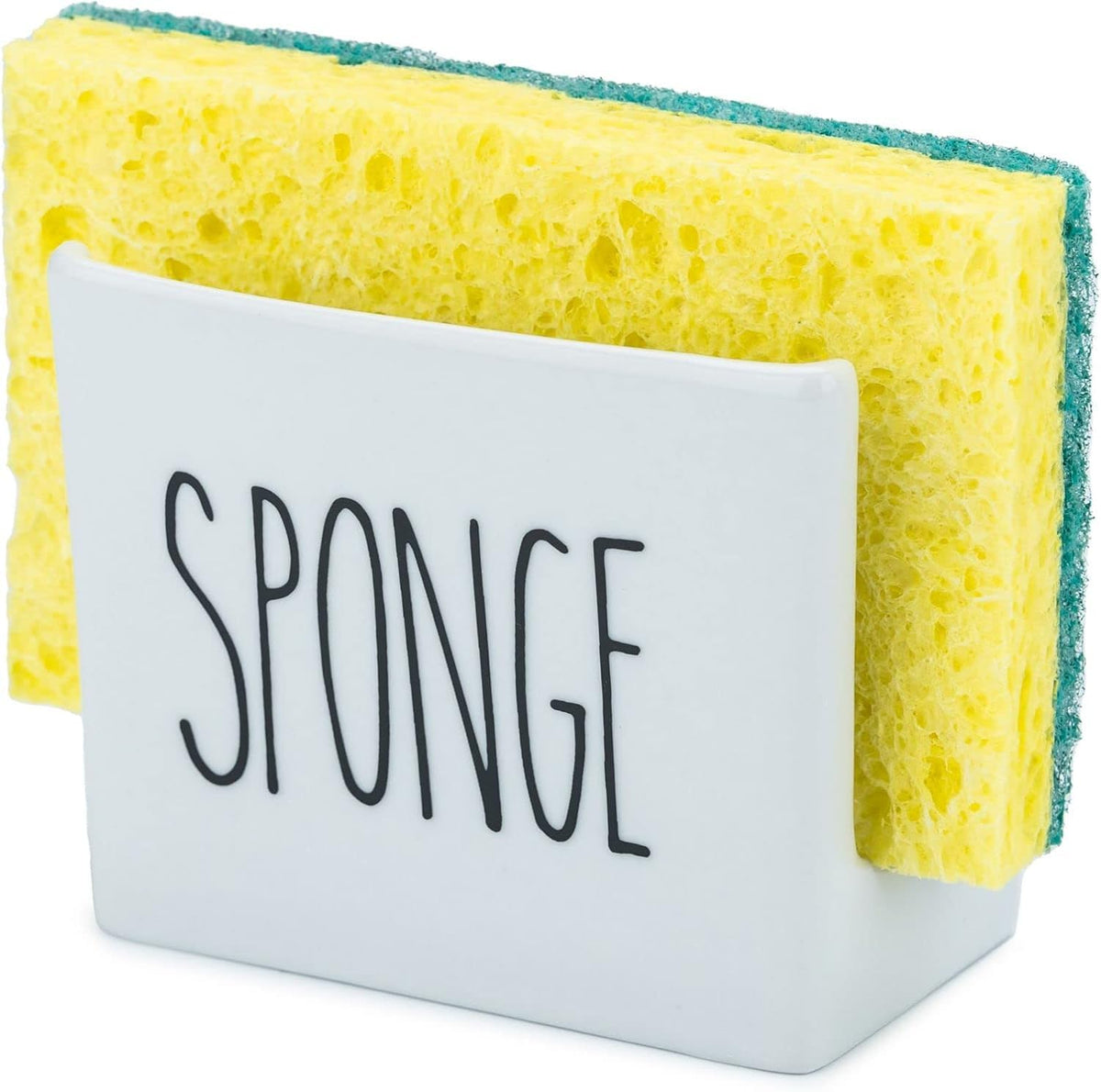 Heartland Home sponge holder stores sponges and a sink stopper for easy access.