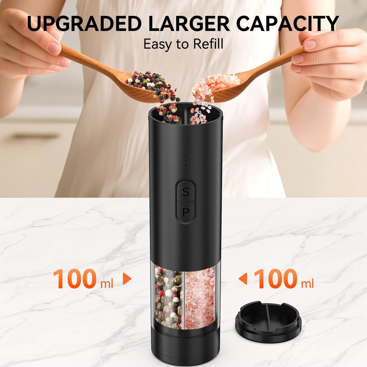 HeatBay 360-degree transparent base lets you monitor spice levels