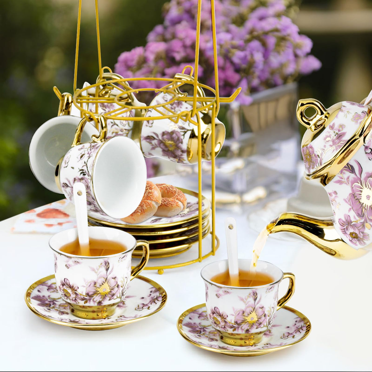 Hebaogugu 450 ml teapot in porcelain for smooth pouring.