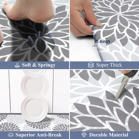 HEBE mat with non-slip backing stays put on tile and hardwood floors