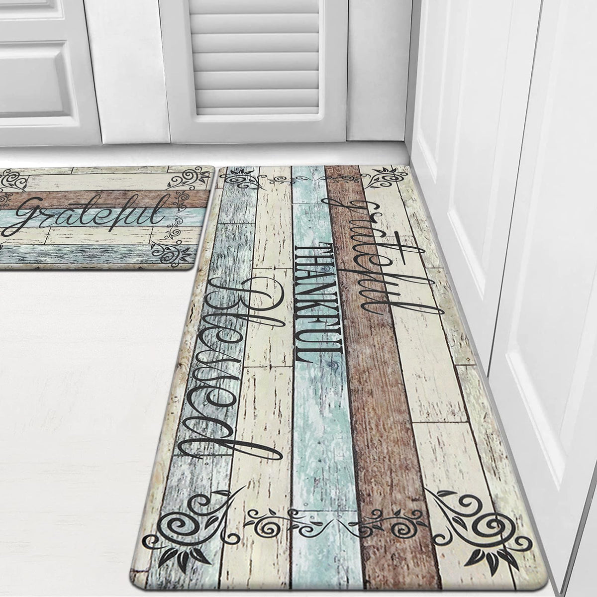 HEBE patchwork floral 17x48 kitchen mat runner provides comfortable standing while cooking