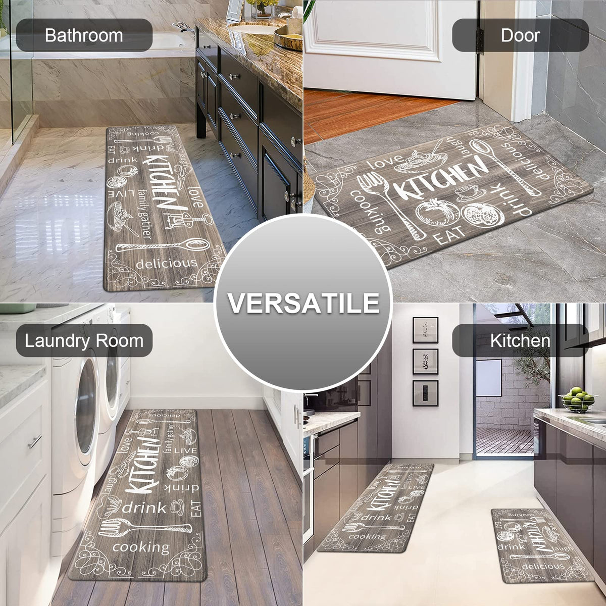 HEBE non-slip backing prevents shifting on tile and hardwood floors