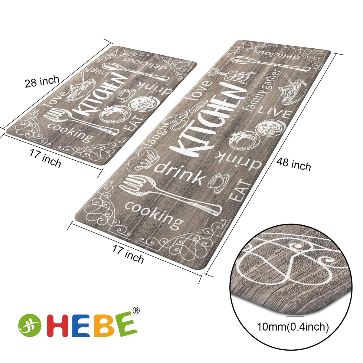 HEBE cozy farmhouse style kitchen mats for busy spaces
