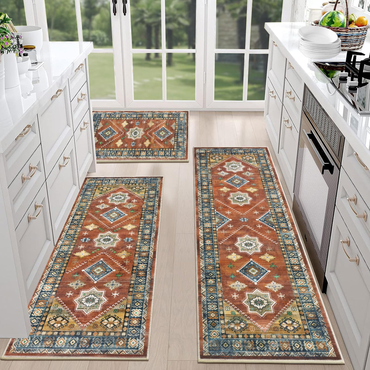 HEBE RUGS 3-piece kitchen rug set with sizes supports flexible layouts