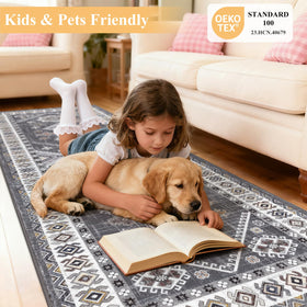 HEBE RUGS vintage-distressed dyeing adds retro charm to floors.