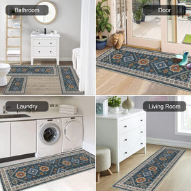 HEBE RUGS hallway rug on tile floor demonstrates suitability for high-traffic laundry and entryway use.