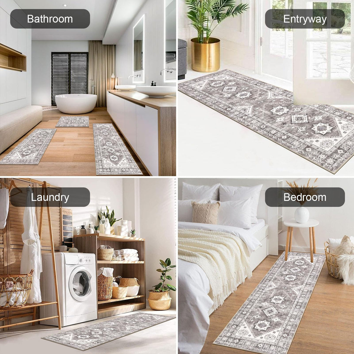 HEBE RUGS boho kitchen rug in hallway adds vintage charm and practicality